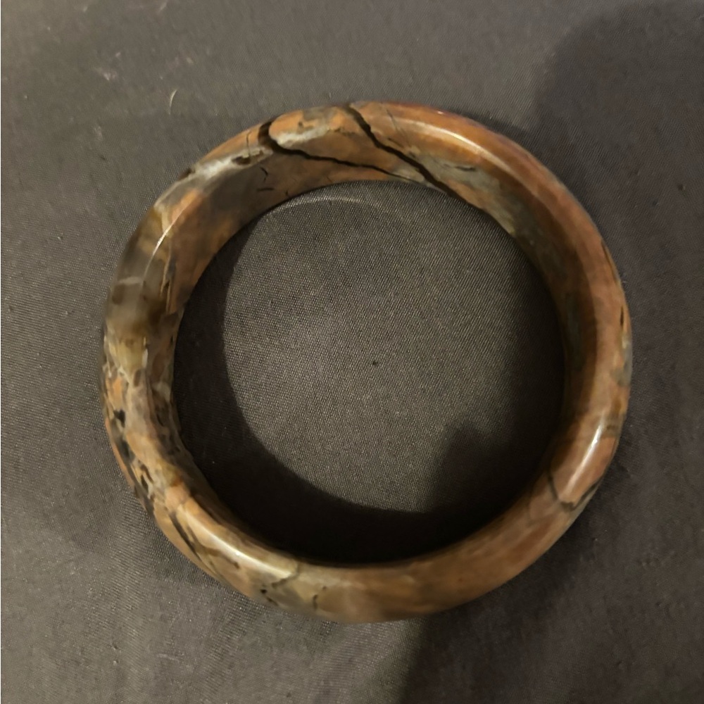 Rainforest Rhyolite Stone Bangle Bracelet